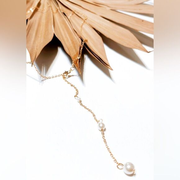 Pearl drop back necklace #1054 - Picture 3 of 3